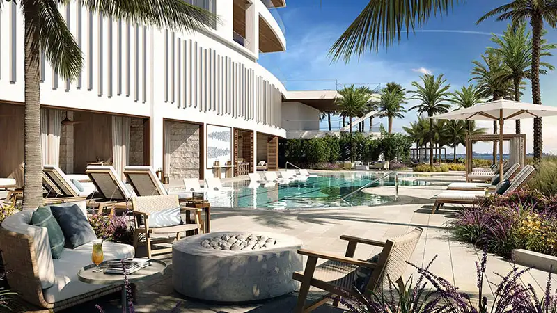 Rosewood Residences Lido Key pool fire pit